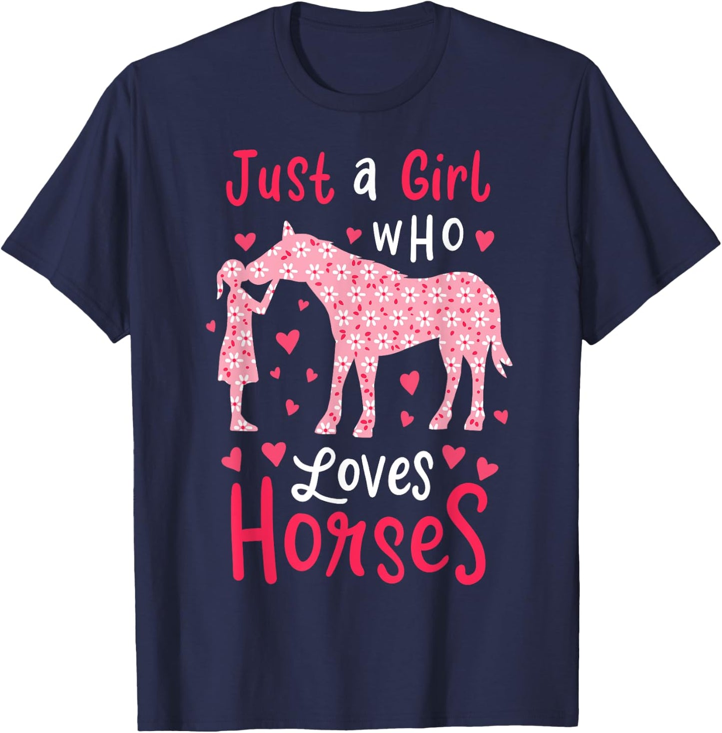 Just A Girl Who Loves Horses Cute Horse Lover Gift T-Shirt - T-Shirt | Navy