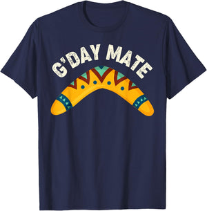 G'Day Mate Shirt Funny Traditional Australian Boomerang T-Shirt - T-Shirt | Navy