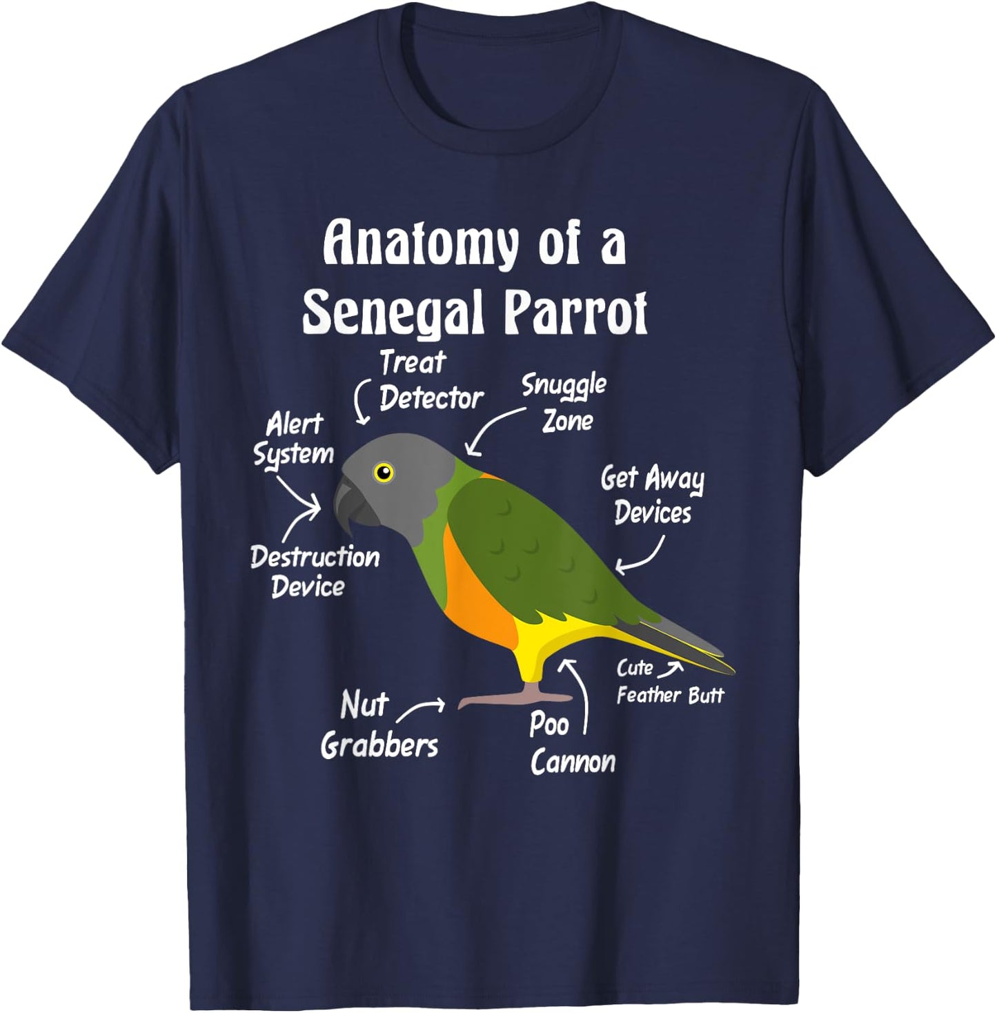 Anatomy of a Senegal Parrot T-Shirt - T-Shirt | Navy