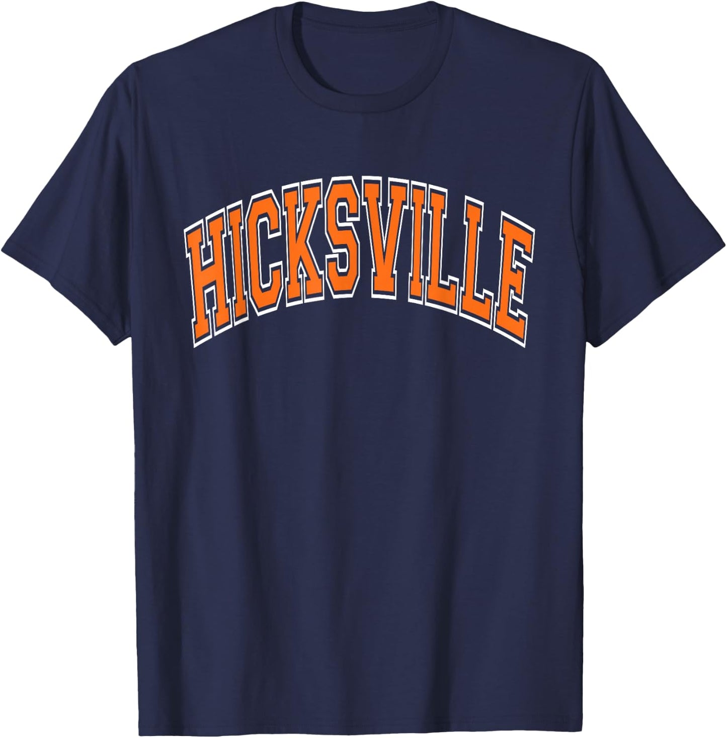 Hicksville Arched Orange Text T-Shirt - T-Shirt | Navy