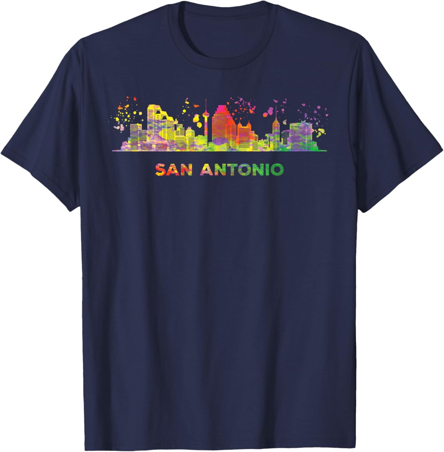 San Antonian Skyline Colorful Cityscape San Antonio T-Shirt - T-Shirt | Navy