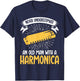 Never underestimate an old Man with a Harmonica T-Shirt - T-Shirt | Navy