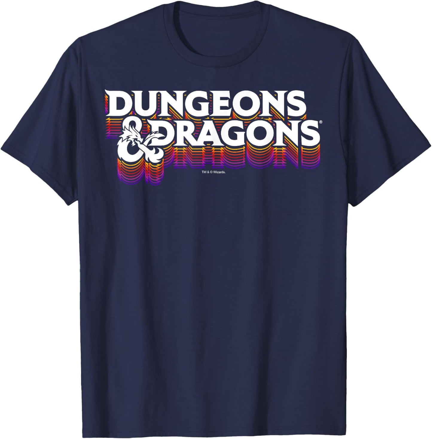 Dungeons & Dragons Retro Logo Stack T-Shirt - T-Shirt | Navy