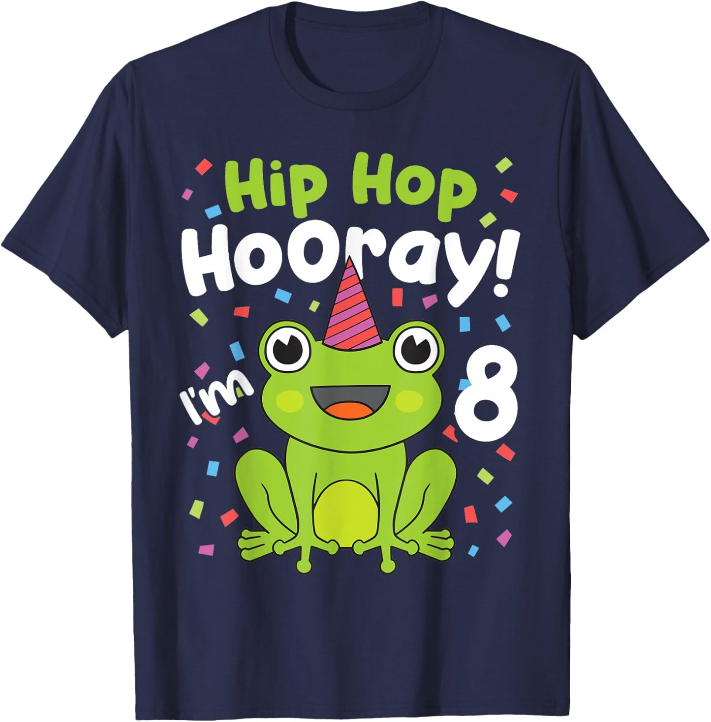 8th Birthday Boy Frog Lover 8 Year Old Funny B-Day Matching T-Shirt - T-Shirt | Navy