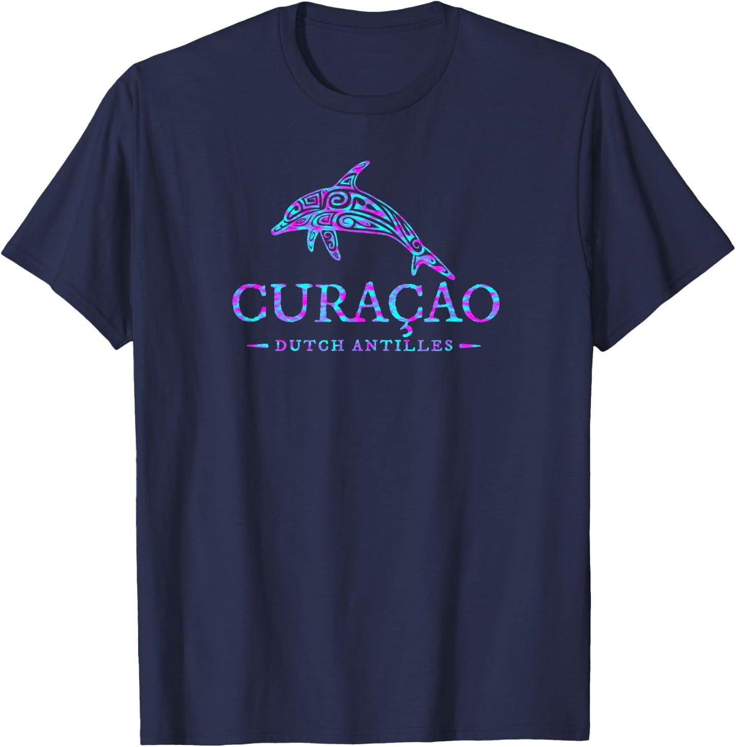 Curacao Dolphin Boys Girls Toddler Colourful Souvenir T-Shirt - T-Shirt | Navy