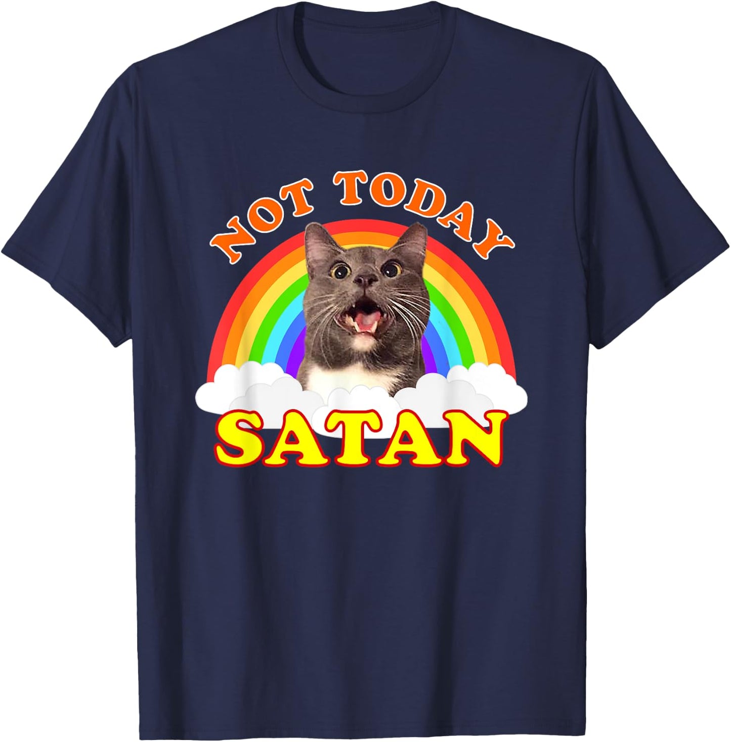 Funny Not Today Satan Cat T-Shirt - T-Shirt | Navy
