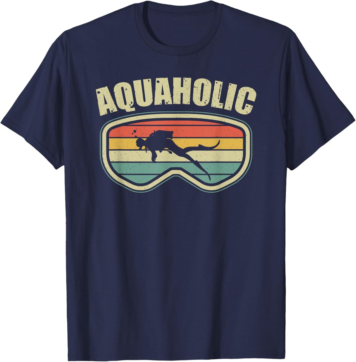Scuba Diving Funny Aquaholic Scuba Diver Vintage T-Shirt - T-Shirt | Navy