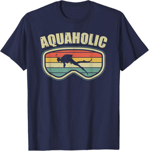 Scuba Diving Funny Aquaholic Scuba Diver Vintage T-Shirt - T-Shirt | Navy