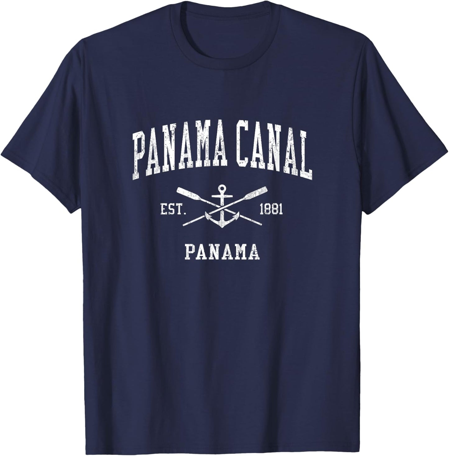 Panama Canal Vintage Crossed Oars & Boat Anchor Sports T-Shirt - T-Shirt | Navy