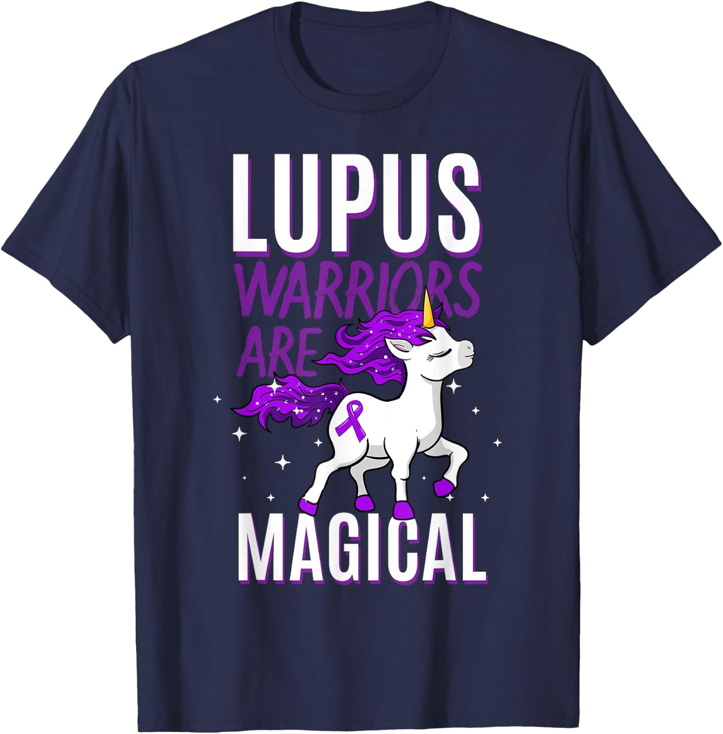 Lupus Warrior Magical Unicorn Autoimmune Disease Malar Rash T-Shirt - T-Shirt | Navy