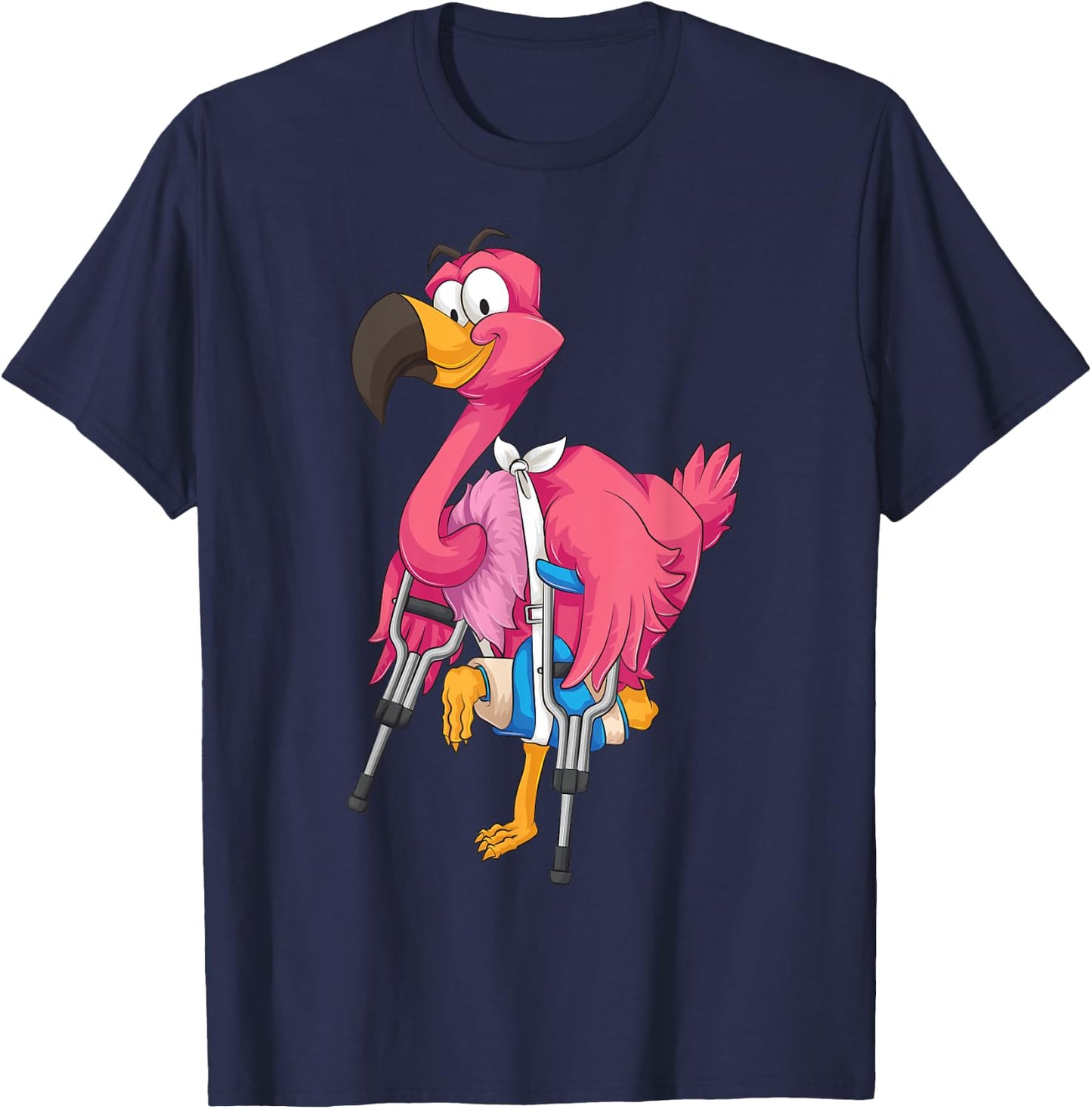 Cool Broken Leg Flamingo | Funny Fractured Shorebird Gift T-Shirt - T-Shirt | Navy