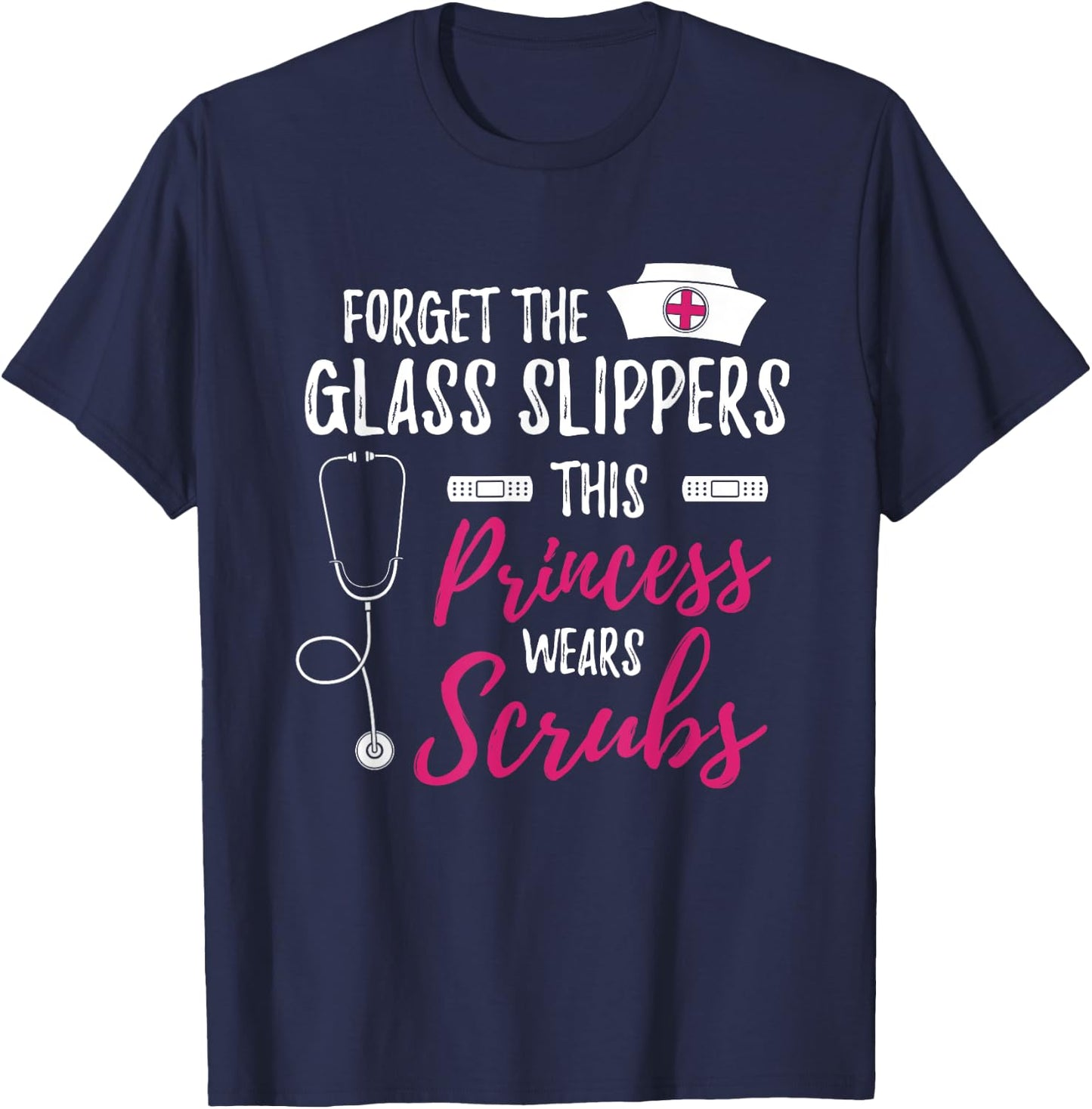 Medical Nursery Hospital Healthcare Stethoscope Funny Nurse T-Shirt - T-Shirt | Navy