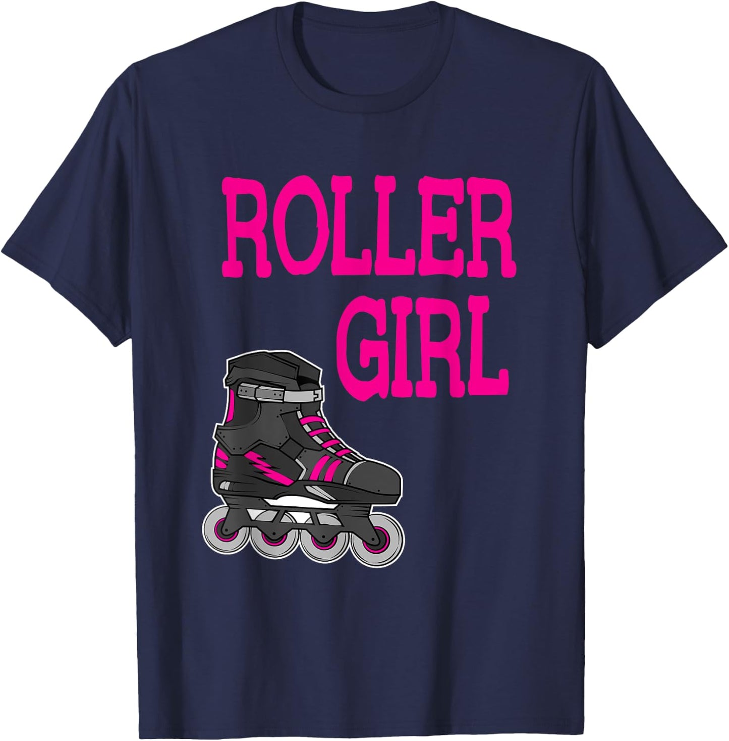 Fun Roller Girl Rollerblading Inline Skating Gift T-Shirt - T-Shirt | Navy