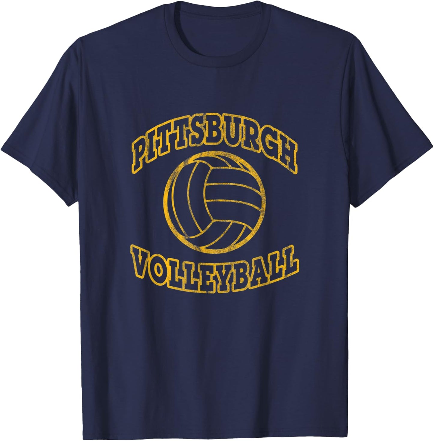 Pittsburgh Volleyball Classic Style Vintage Distressed T-Shirt - T-Shirt | Navy