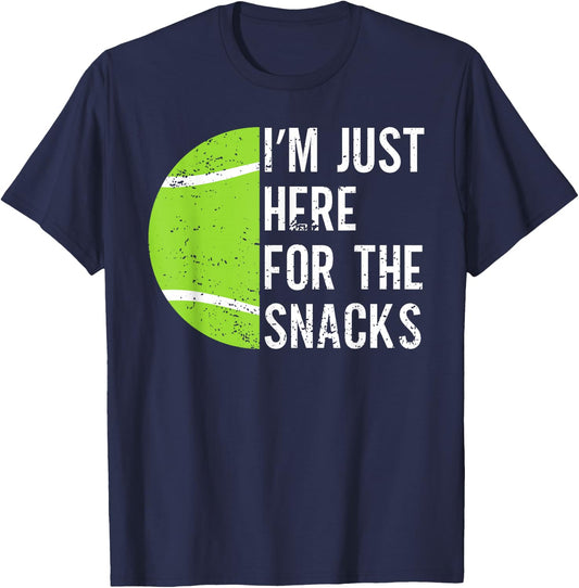 Funny Tennis Lover I'm Just Here For The Snacks Tennis Ball T-Shirt - T-Shirt | Navy