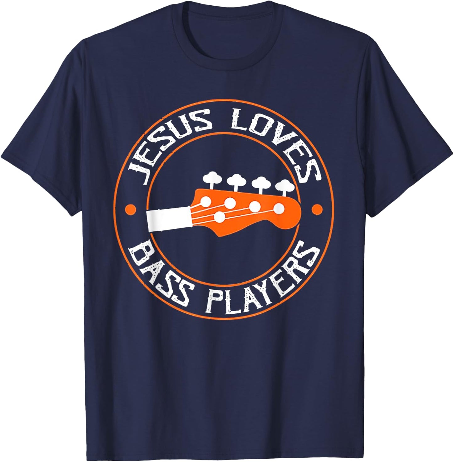 Jesus Loves Bass Players Retro Vintage T-Shirt - T-Shirt | Navy
