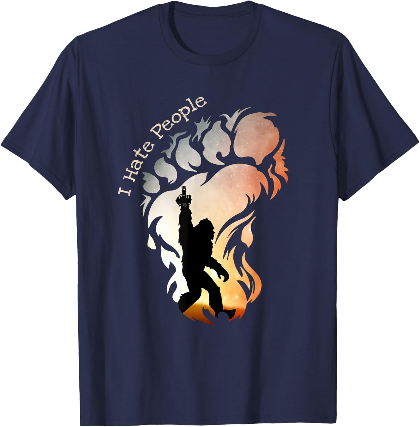 I Hate People Bigfoot Funny Camping T-Shirt - T-Shirt | Navy