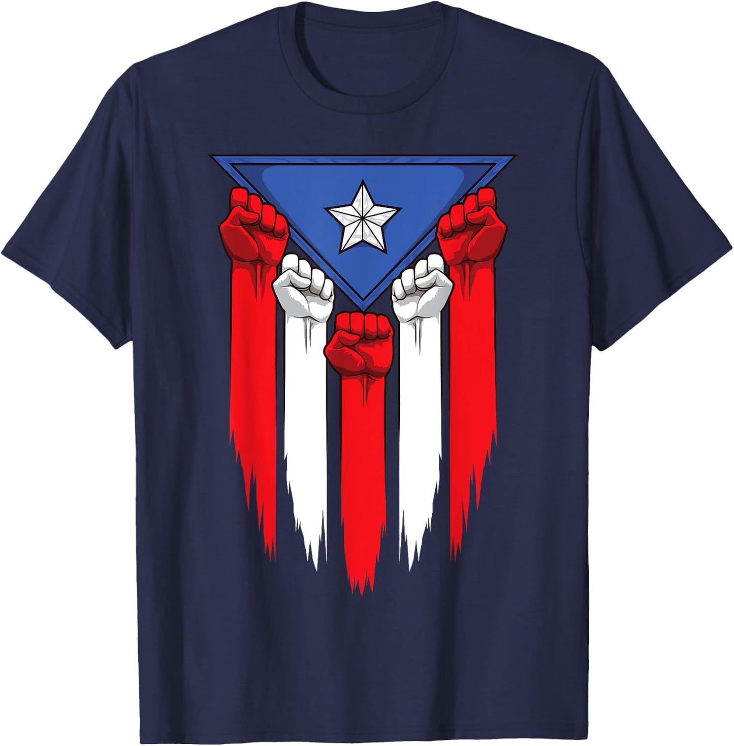 Boricua Fists - Puerto Rico Flag - Proud Puerto Rican T-Shirt - T-Shirt | Navy