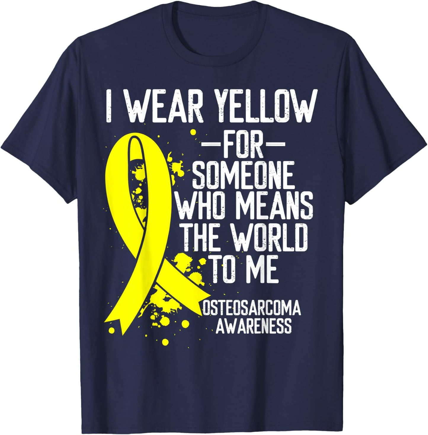 Osteosarcoma Awareness Wear Yellow Ribbon Bone Cancer T-Shirt - T-Shirt | Navy