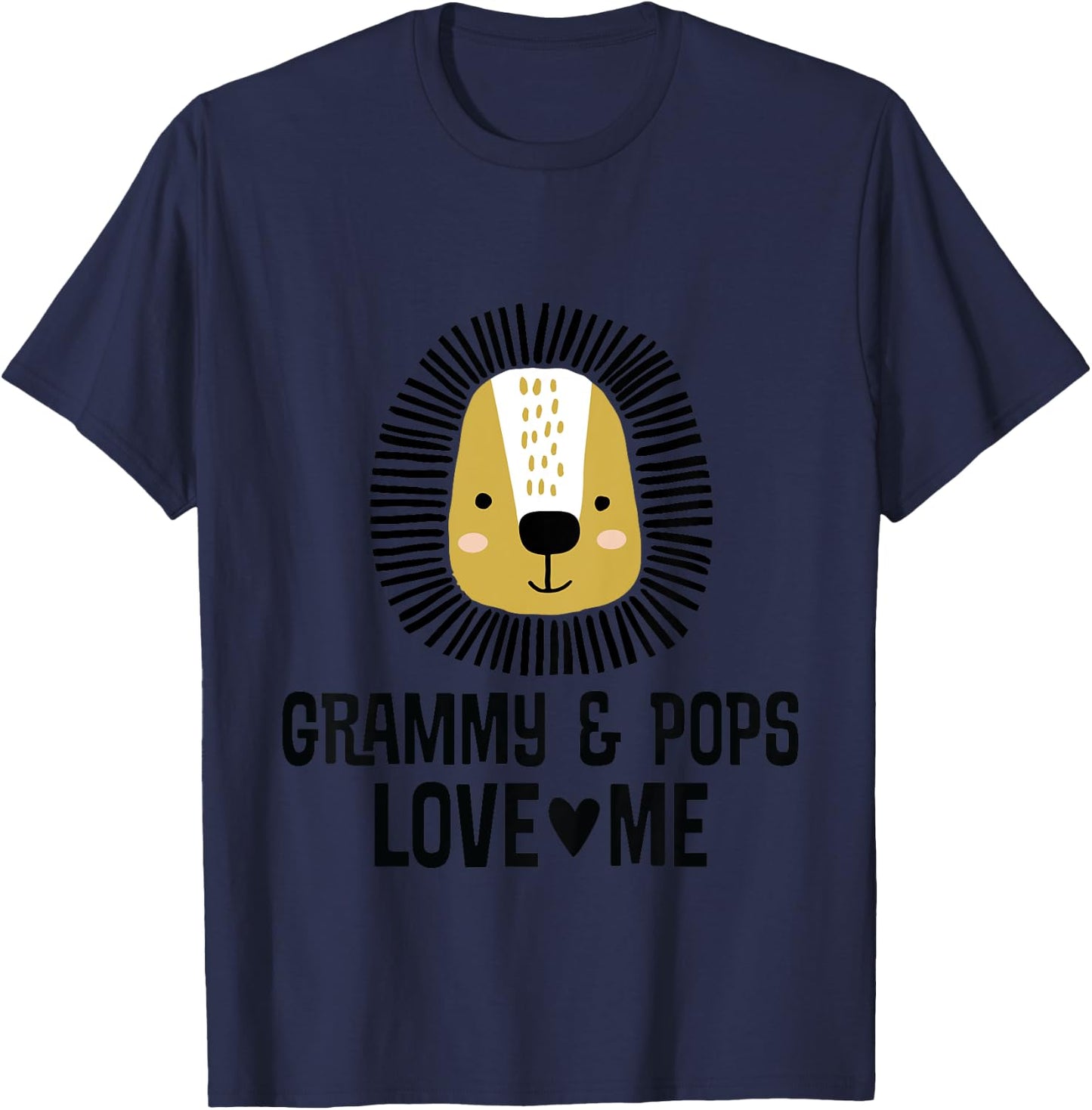 Kids My Grammy And Pops Love Me Grandson Lion T-Shirt - T-Shirt | Navy