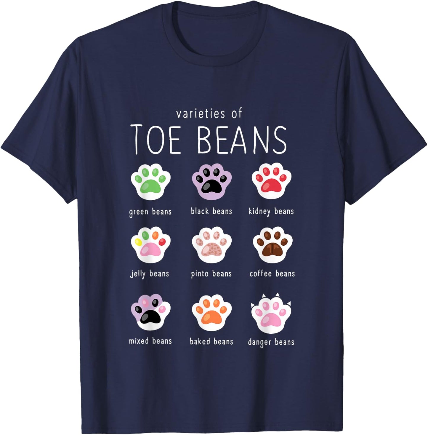 Funny Cat Lover Toe Beans T-Shirt - T-Shirt | Navy