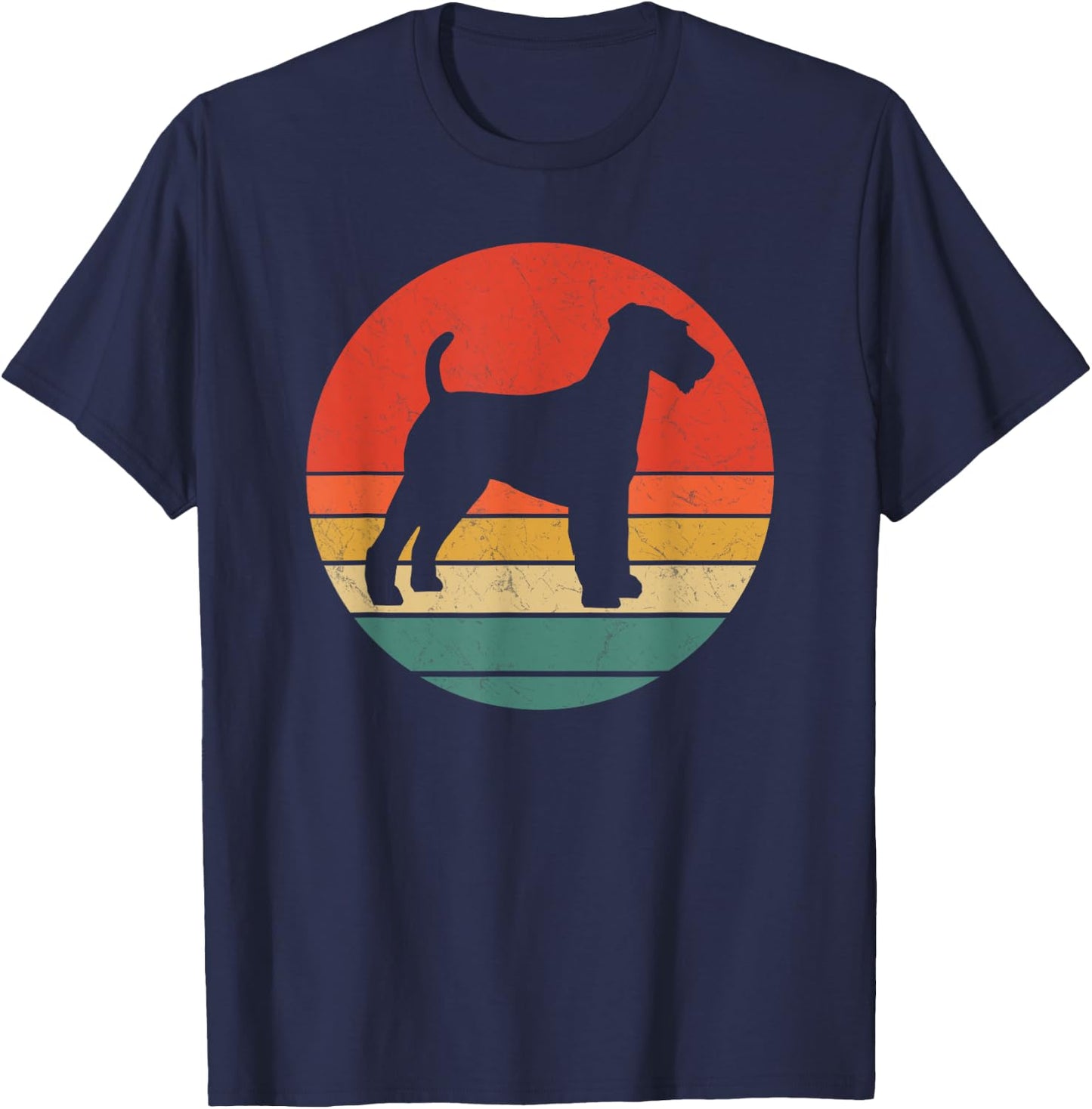 Welsh Terrier Vintage Dog Silhouette Retro Cute Dogs Gift Men Women Girls Kids T-Shirt - T-Shirt | Navy