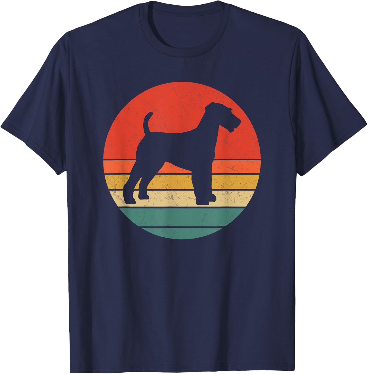 Welsh Terrier Vintage Dog Silhouette Retro Cute Dogs Gift Men Women Girls Kids T-Shirt - T-Shirt | Navy