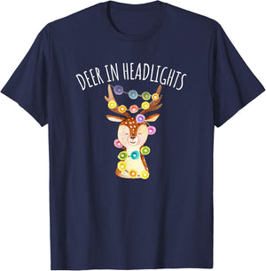 Deer in Headlights Christmas Lights Funny T-Shirt - T-Shirt | Navy