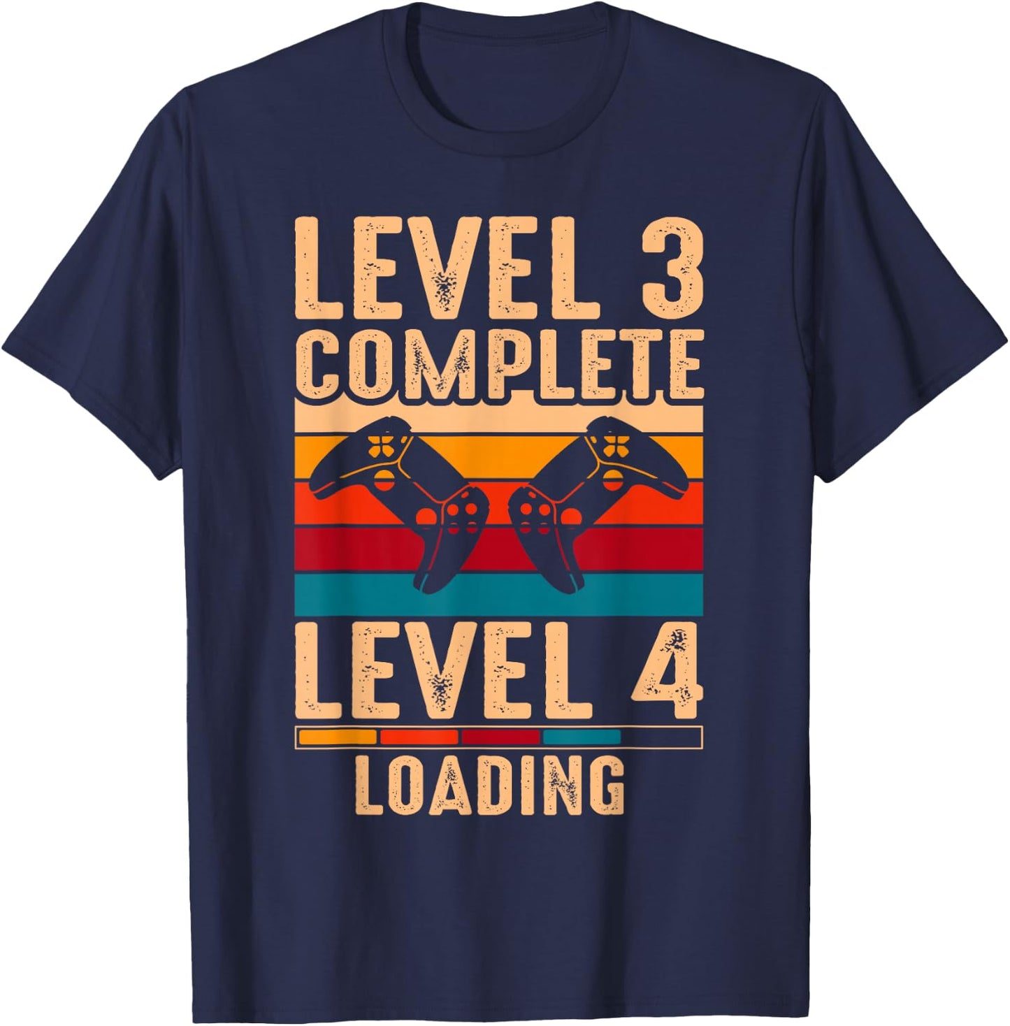 Level 3 Complete Gamer 3 Years Wedding Anniversary T-Shirt - T-Shirt | Navy