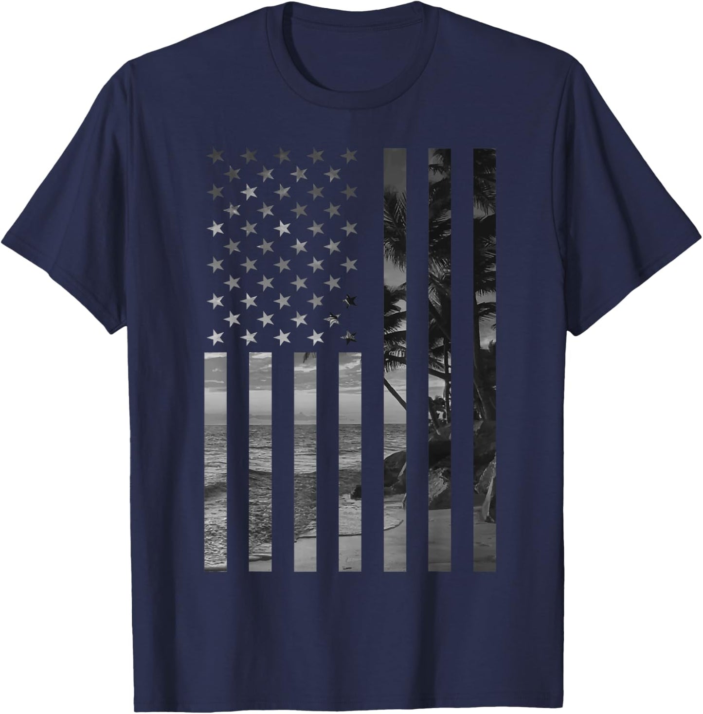 Funny American Flag Hawaiian Gift Men Women Cool Hawaii Trip T-Shirt - T-Shirt | Navy