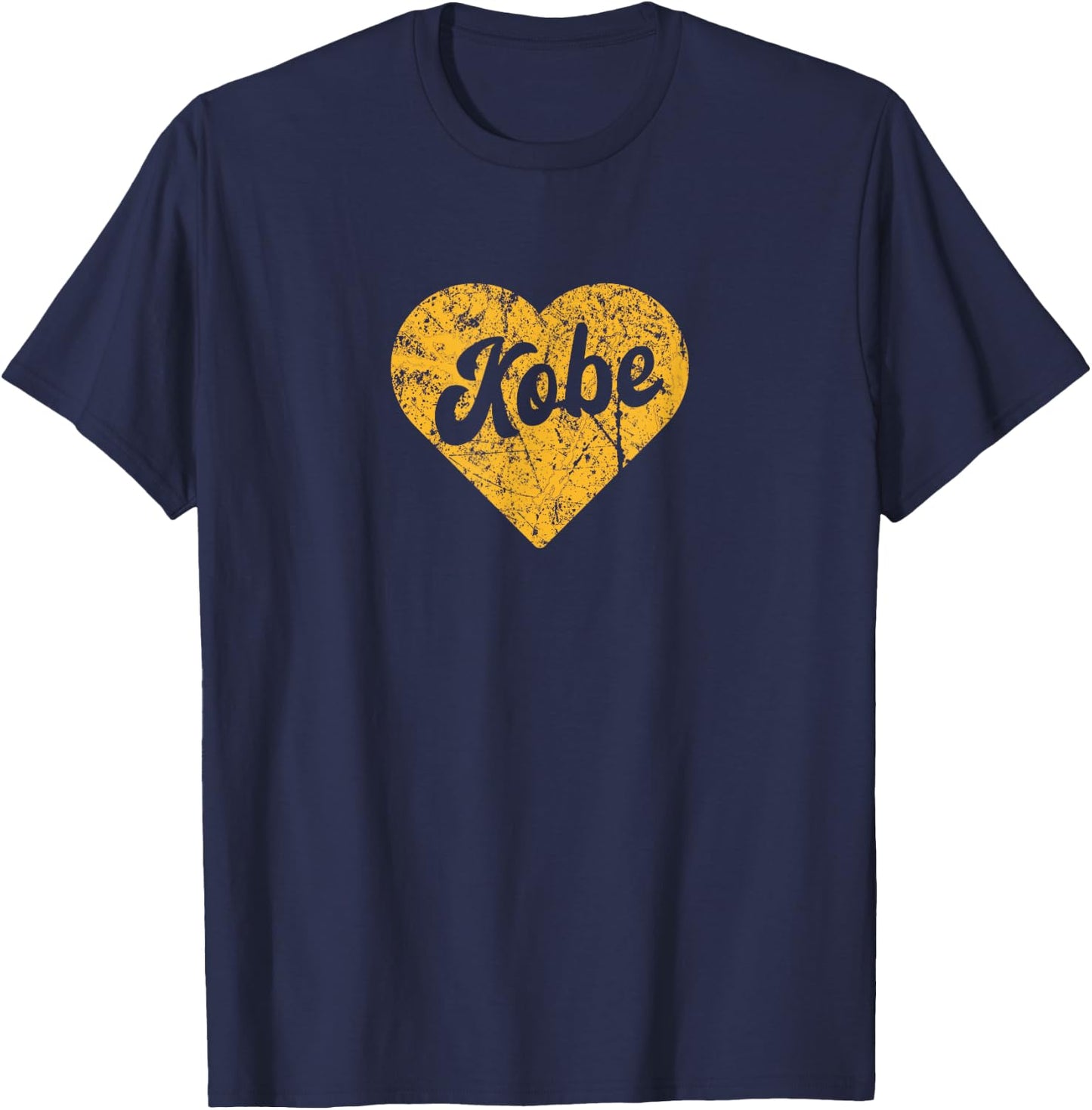 Popular Name Gift | I Love Kobe | First Name Gold Heart T-Shirt - T-Shirt | Navy