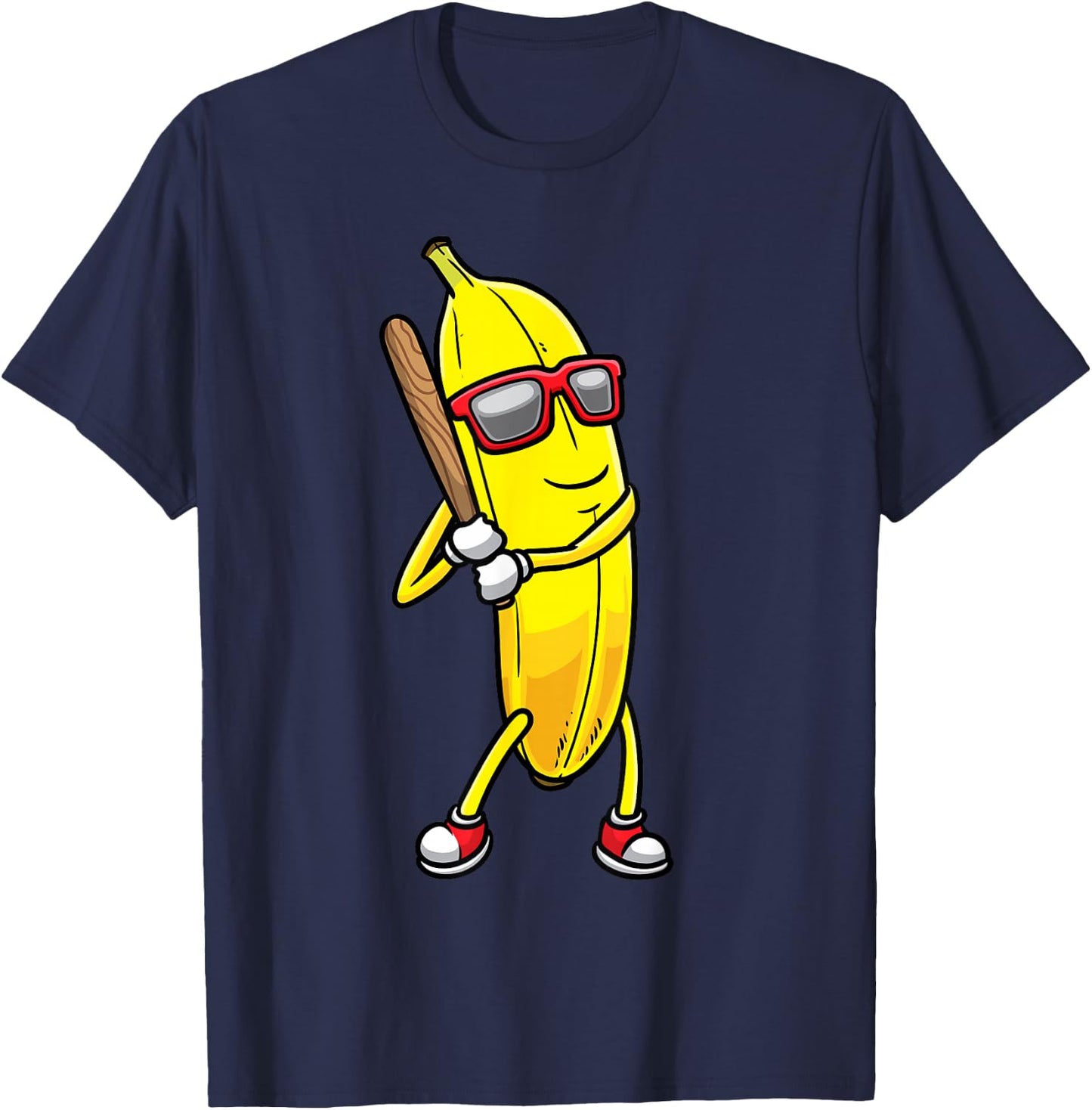 Banana Playing Baseball Fruit Lover Baseball Player T-Shirt - T-Shirt | Navy