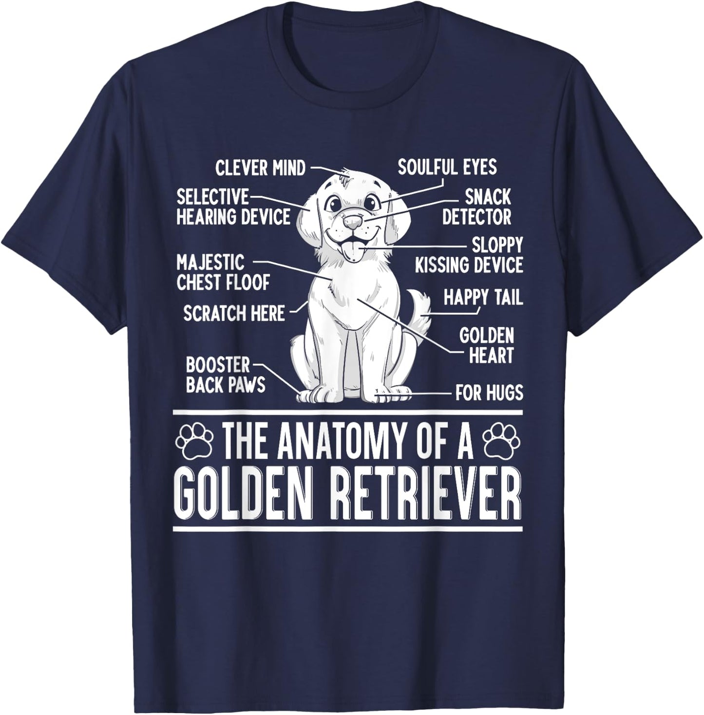 The Anatomy Of A Golden Retriever Funny Dog Lover Puppy Men Women Kids T-Shirt - T-Shirt | Navy