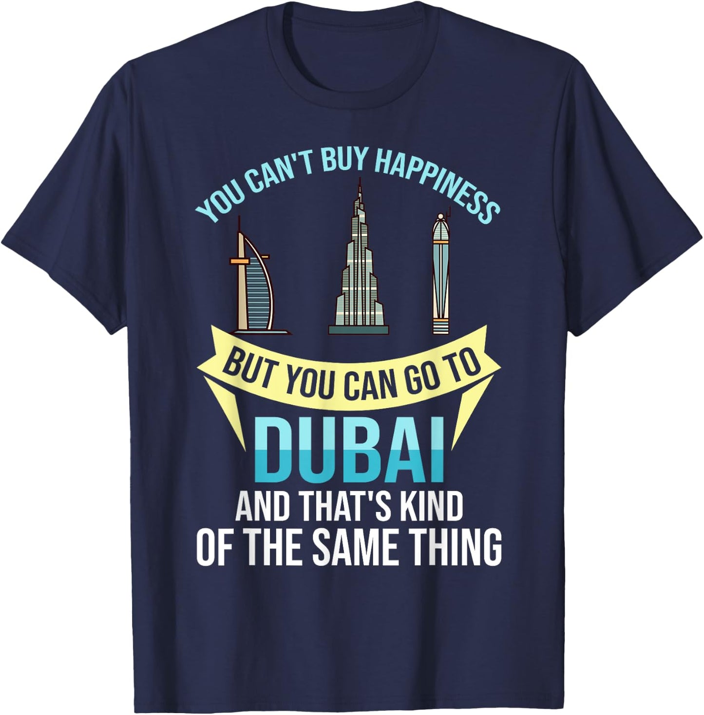 Dubai United Arab Emirates Uae City Skyline Map T-Shirt - T-Shirt | Navy