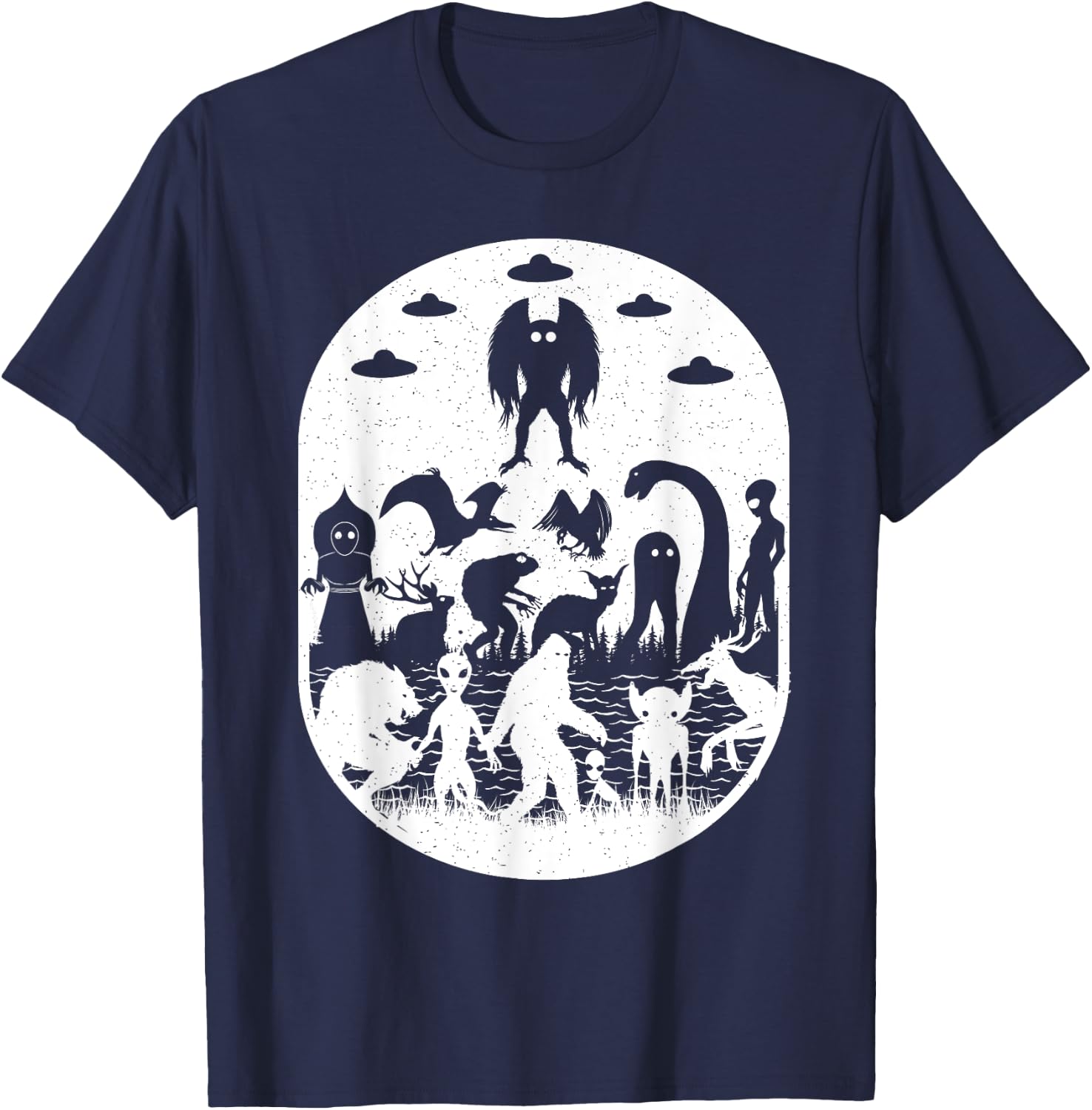 Bigfoot Mothman Dogman Aliens And Other Monsters! Cryptid T-Shirt - T-Shirt | Navy