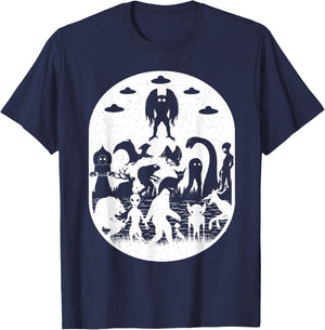 Bigfoot Mothman Dogman Aliens And Other Monsters! Cryptid T-Shirt - T-Shirt | Navy