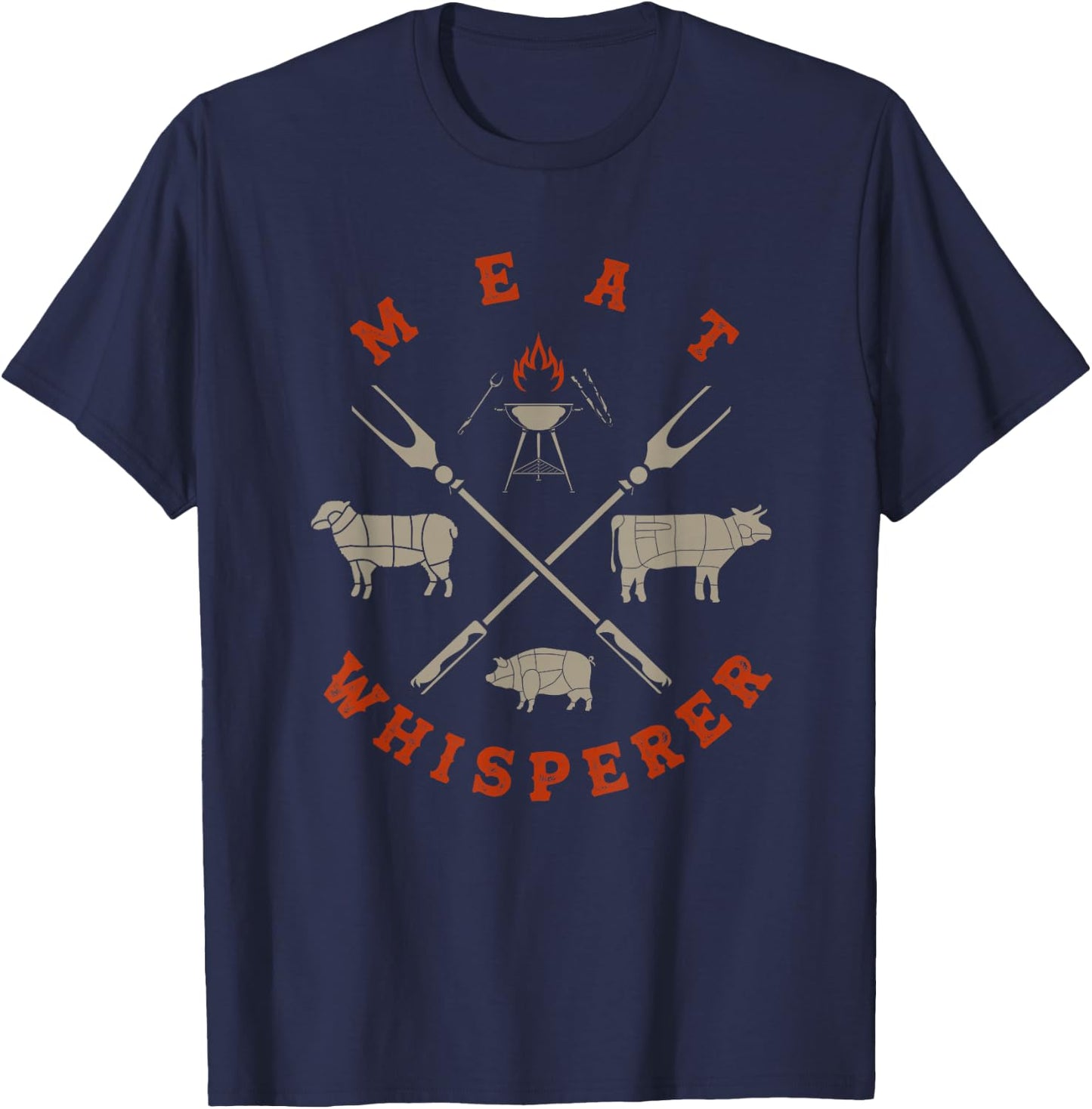 Smoked BBQ Grilling Meat Smoking Meat Whisperer Barbecue T-Shirt - T-Shirt | Navy