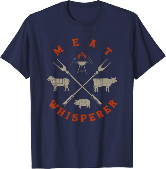 Smoked BBQ Grilling Meat Smoking Meat Whisperer Barbecue T-Shirt - T-Shirt | Navy