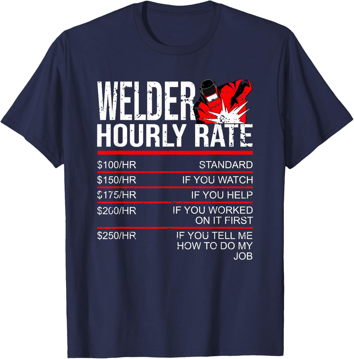 Welder Hourly Rate Funny Welder Small T-Shirt - T-Shirt | Navy