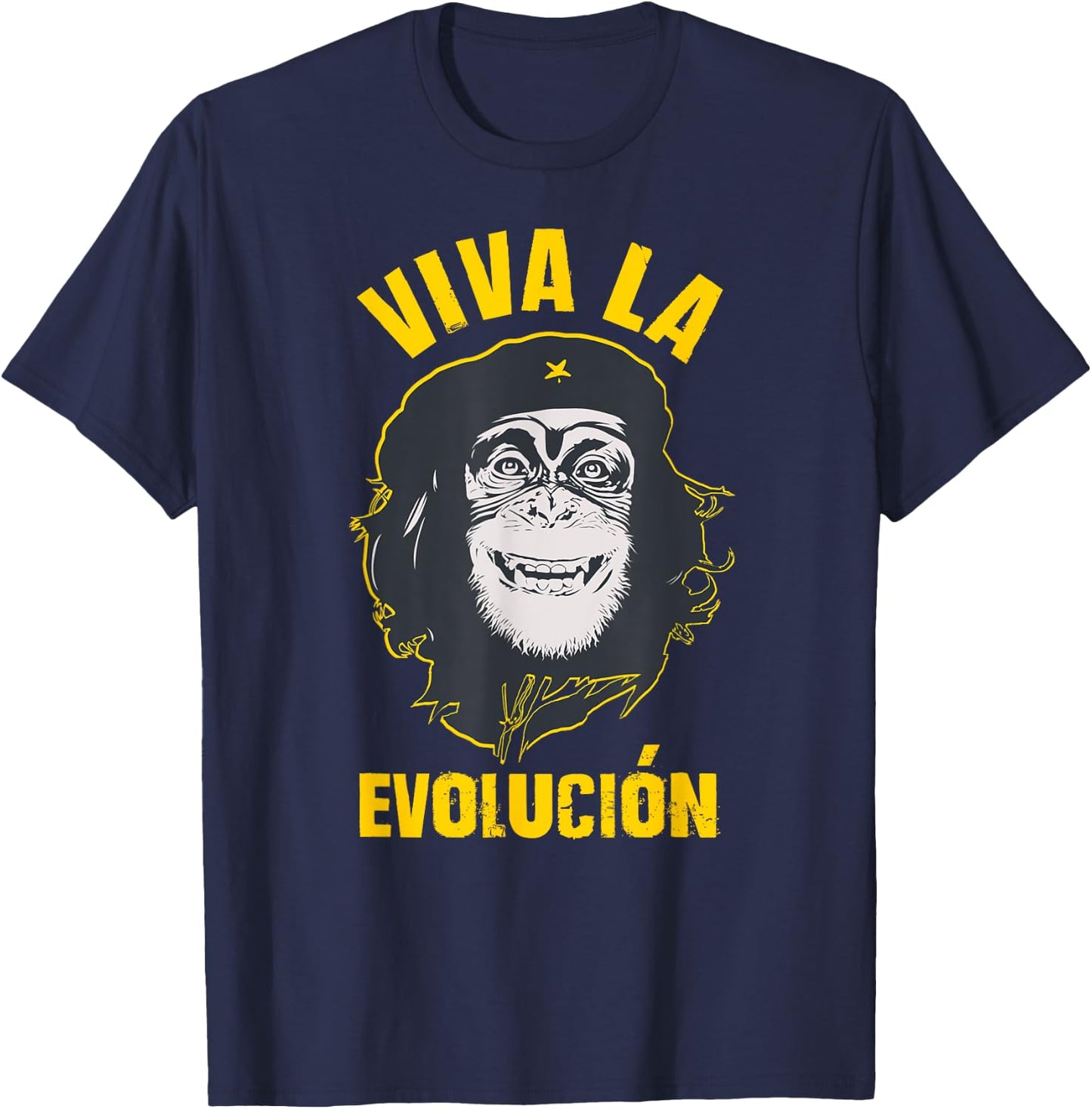 Monkey chimpanzee, Viva la Evolution, Revolution FUN gift T-Shirt - T-Shirt | Navy