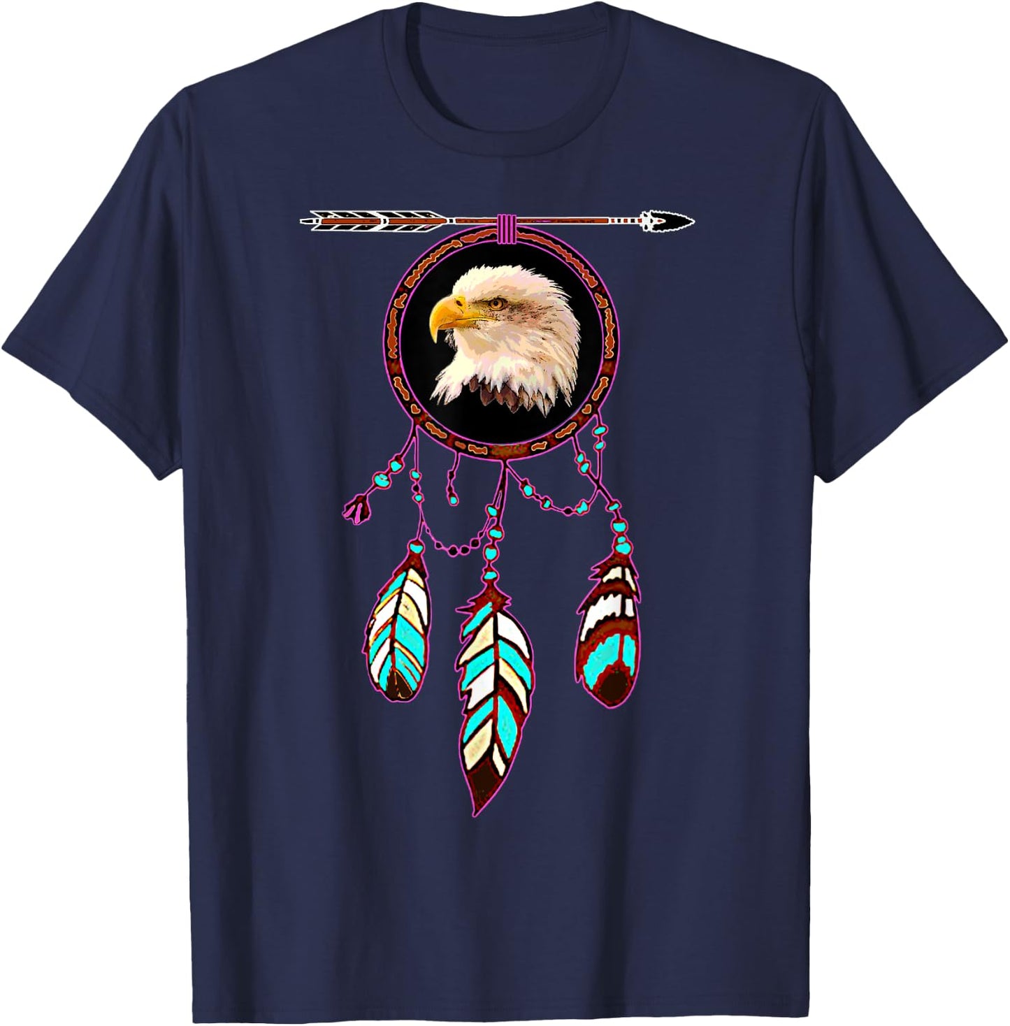 Native American Tribal Dream Catcher Eagle Spirit Animal T-Shirt - T-Shirt | Navy