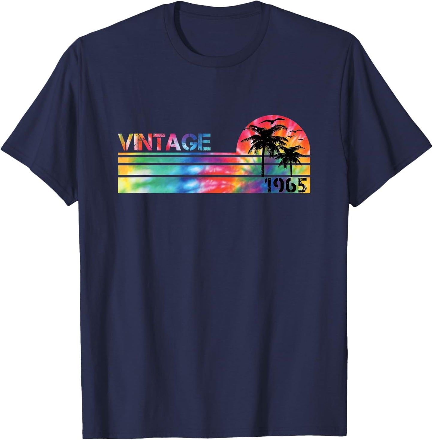 Vintage 1965 Tie Dye Vintage Birthday People Born in 1965 T-Shirt - T-Shirt | Navy