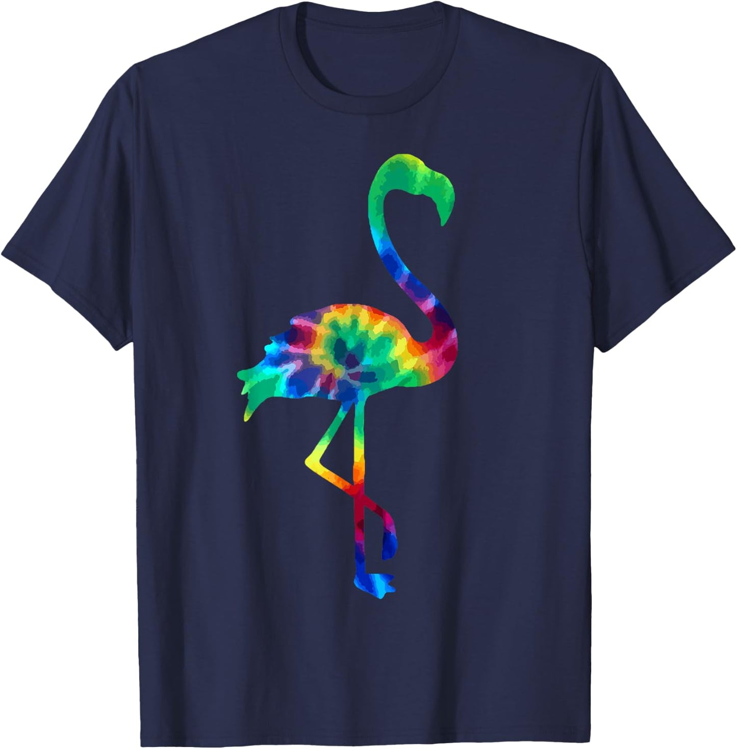 Flamingo Tie Dye Vintage Hippie Flamingo Lover Small T-Shirt - T-Shirt | Navy