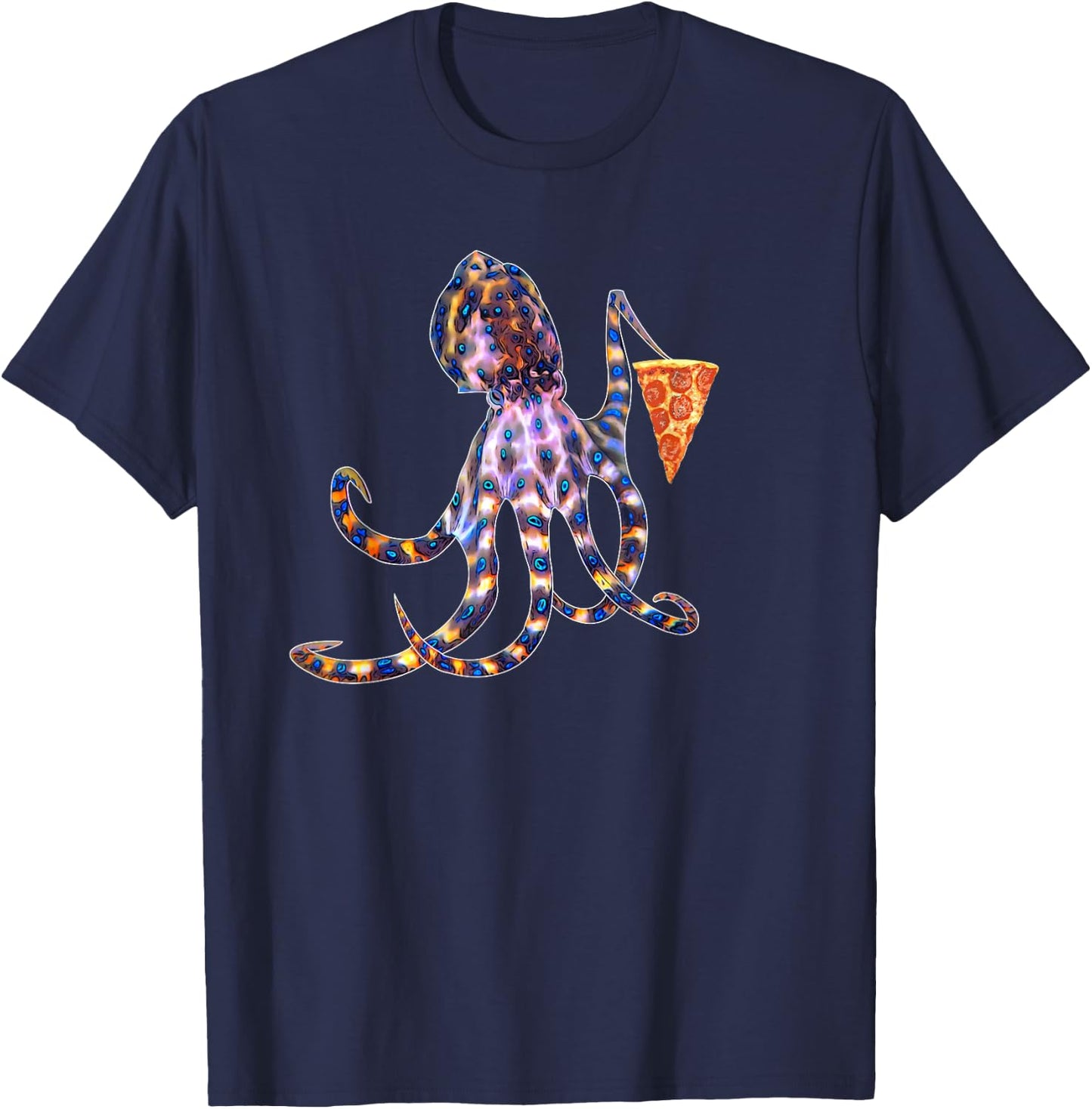 Blue ringed octopus and pizza lovers T-Shirt - T-Shirt | Navy