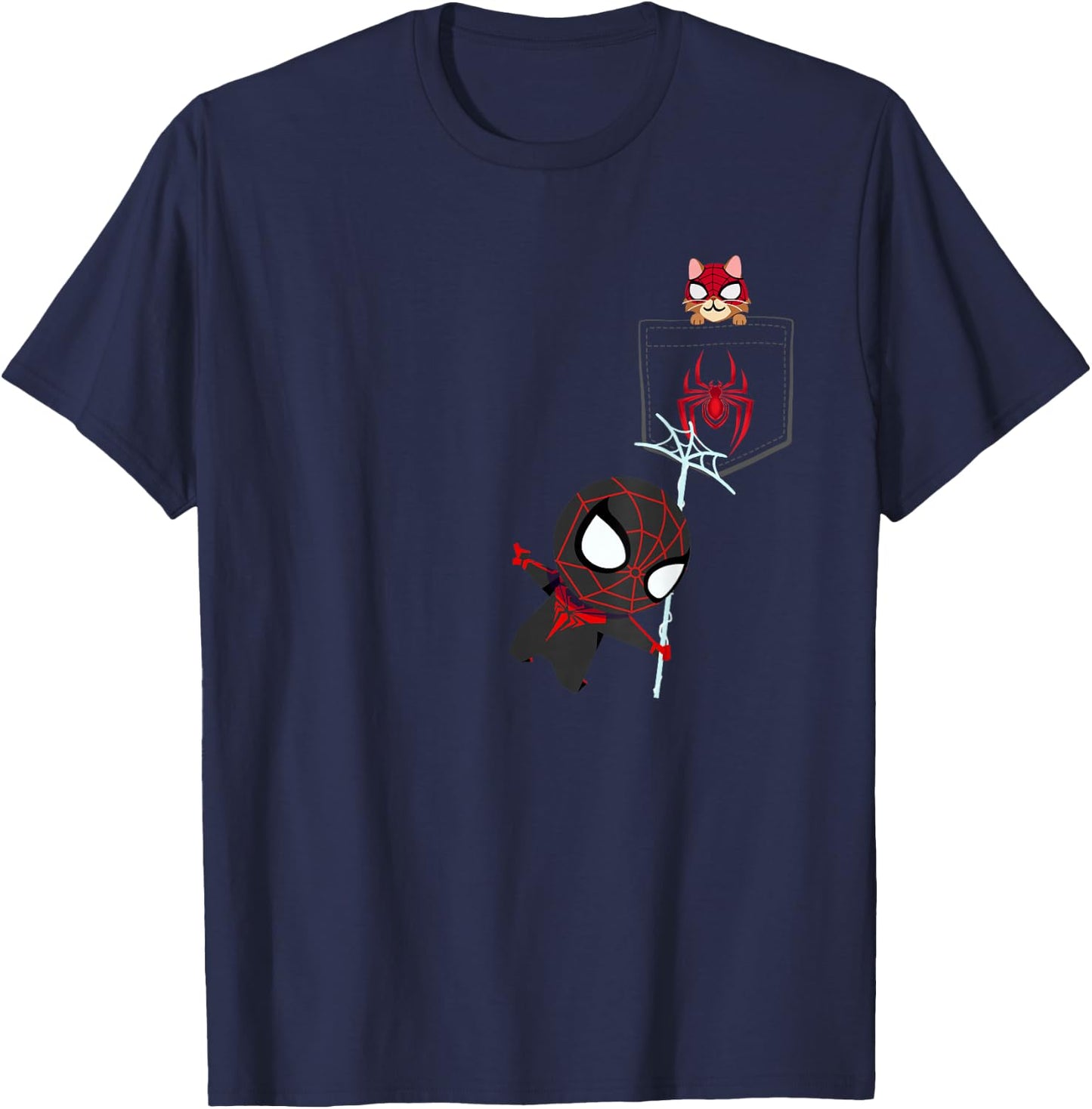 Marvel Spider-Man Miles Morales Game Spidey and Spider-Cat T-Shirt - T-Shirt | Navy