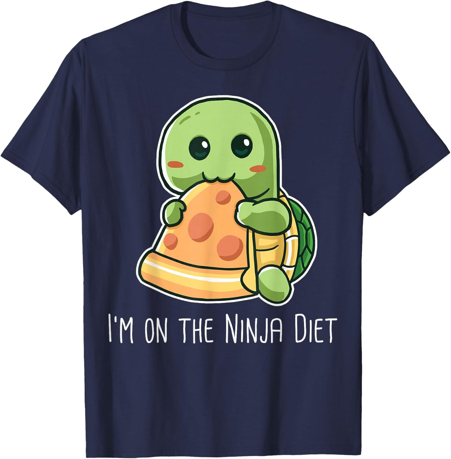 I'm On The Ninja Diet Funny Turtle Eating Pizza Nerd Geek T-Shirt - T-Shirt | Navy