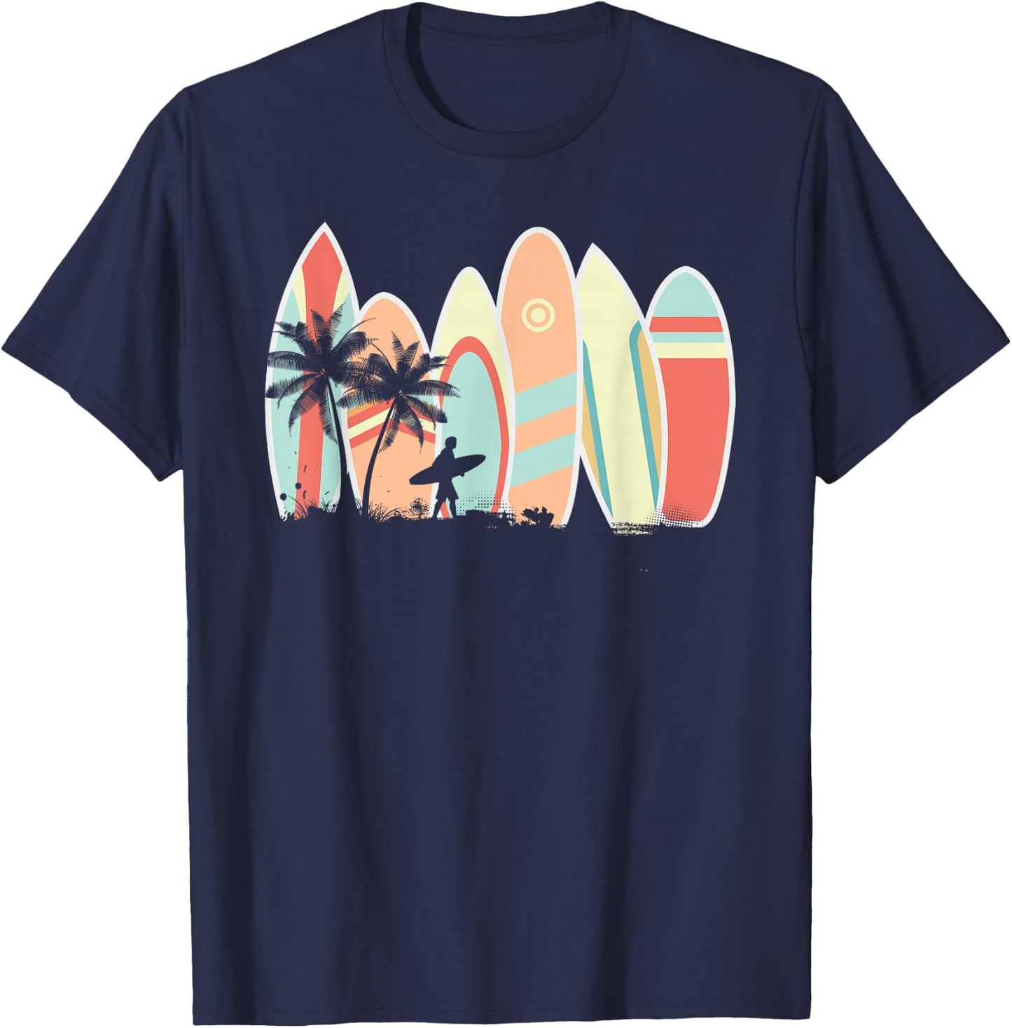 Retro Vintage Surfboard Surfing Surfboarder Wave Surfer T-Shirt - T-Shirt | Navy