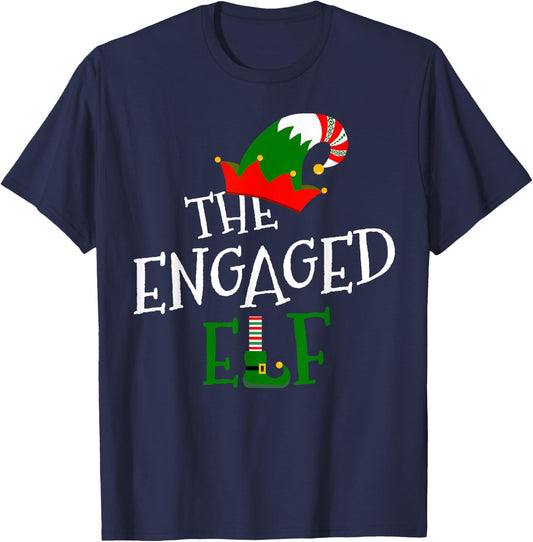 The Engaged Elf Family Matching Group Gift Christmas Costume T-Shirt - T-Shirt | Navy