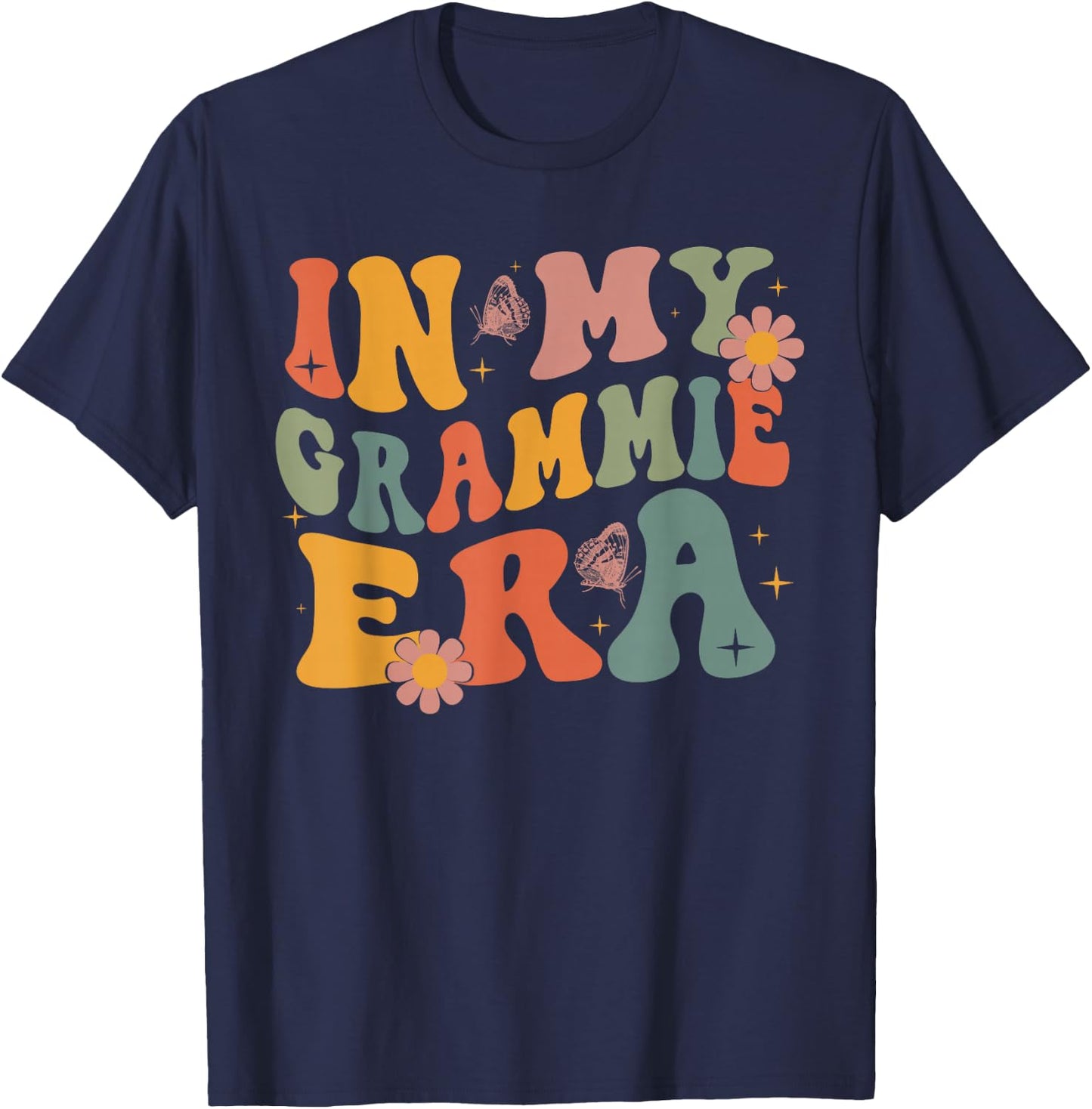 In My Grammie Era Christmas Flower Butterfly Xmas Holida T-Shirt - T-Shirt | Navy