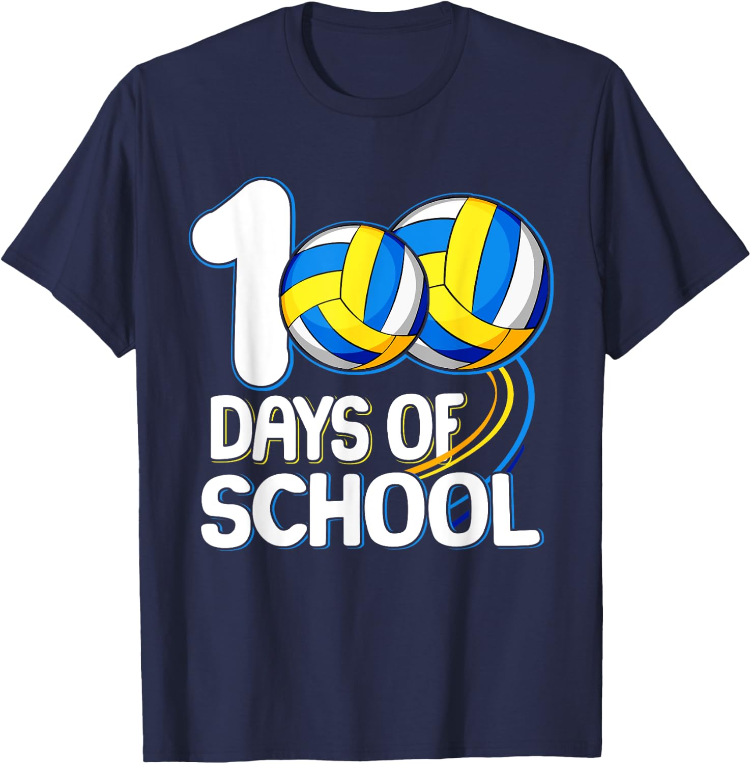100 Days of School Volleyball Player 100th Day of School Kid T-Shirt - T-Shirt | Navy